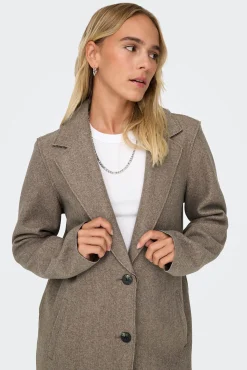 Abrigo De Mujer Con Cuello De Solapa Y Botones