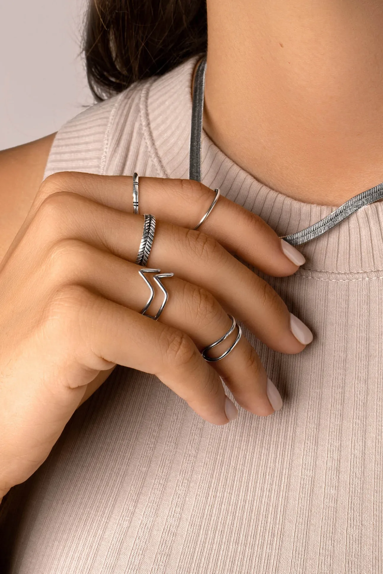 Anillo Double Peak Plata