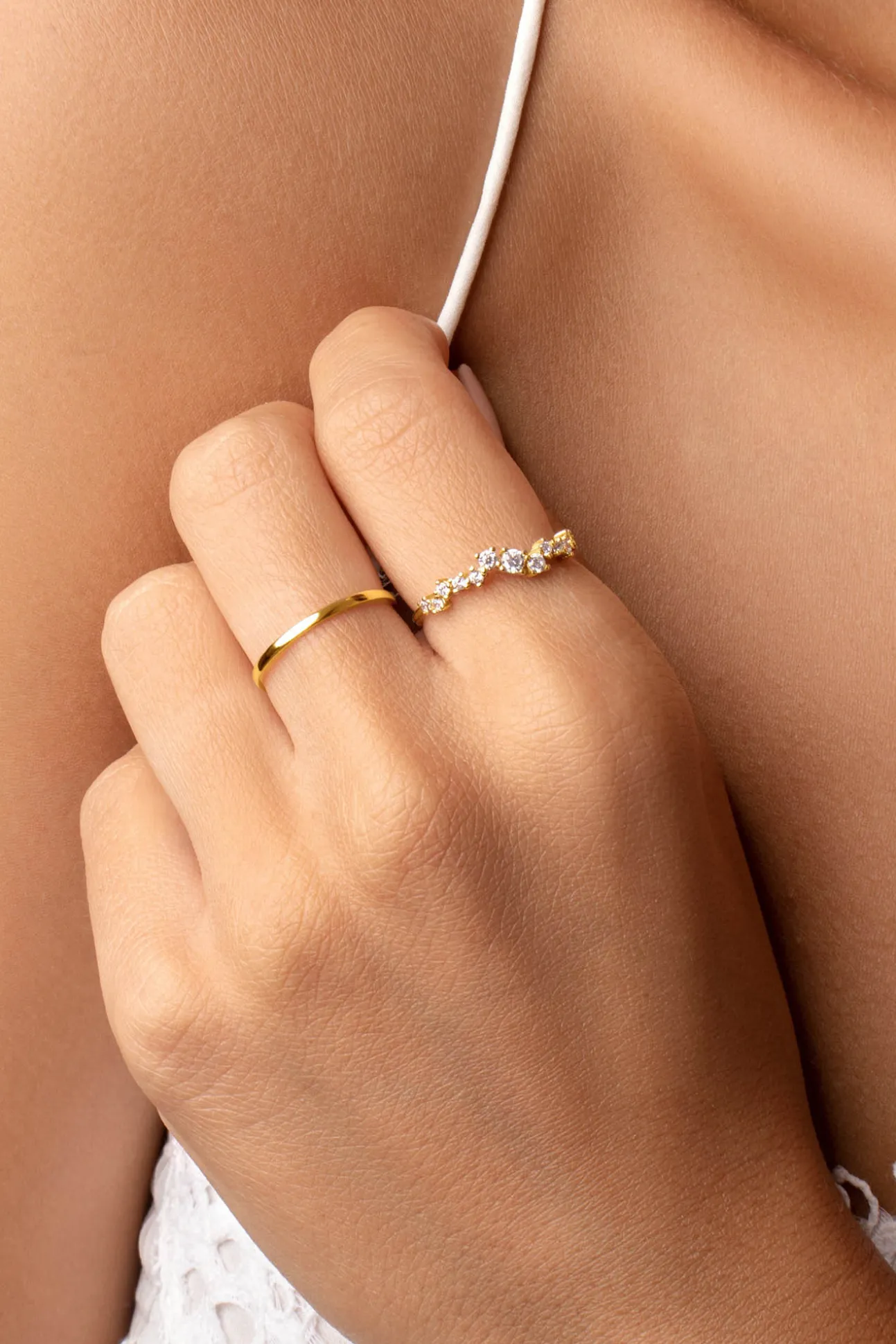 Anillo Estellar Plata Baño Oro