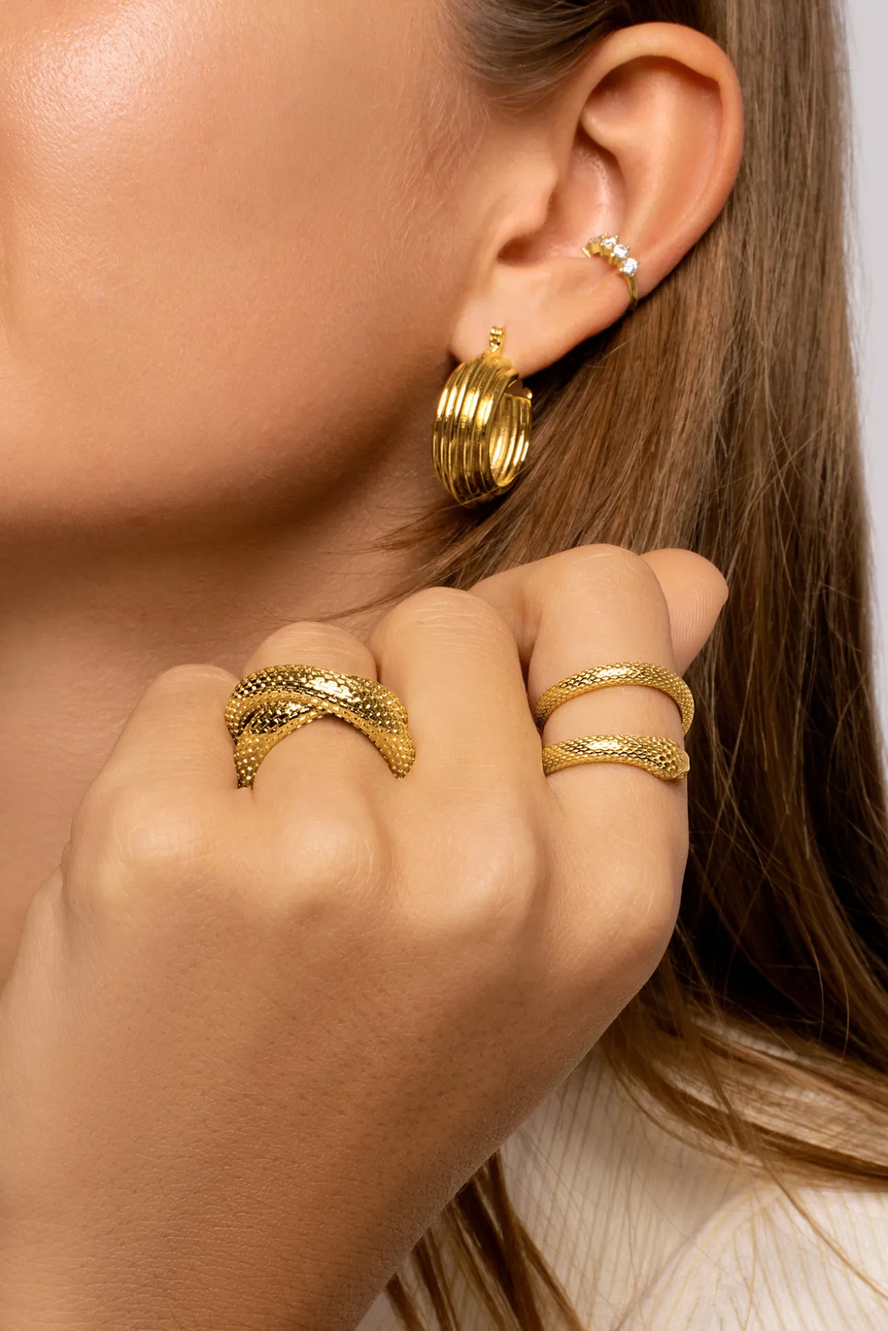 Anillo Rope Cross Oro
