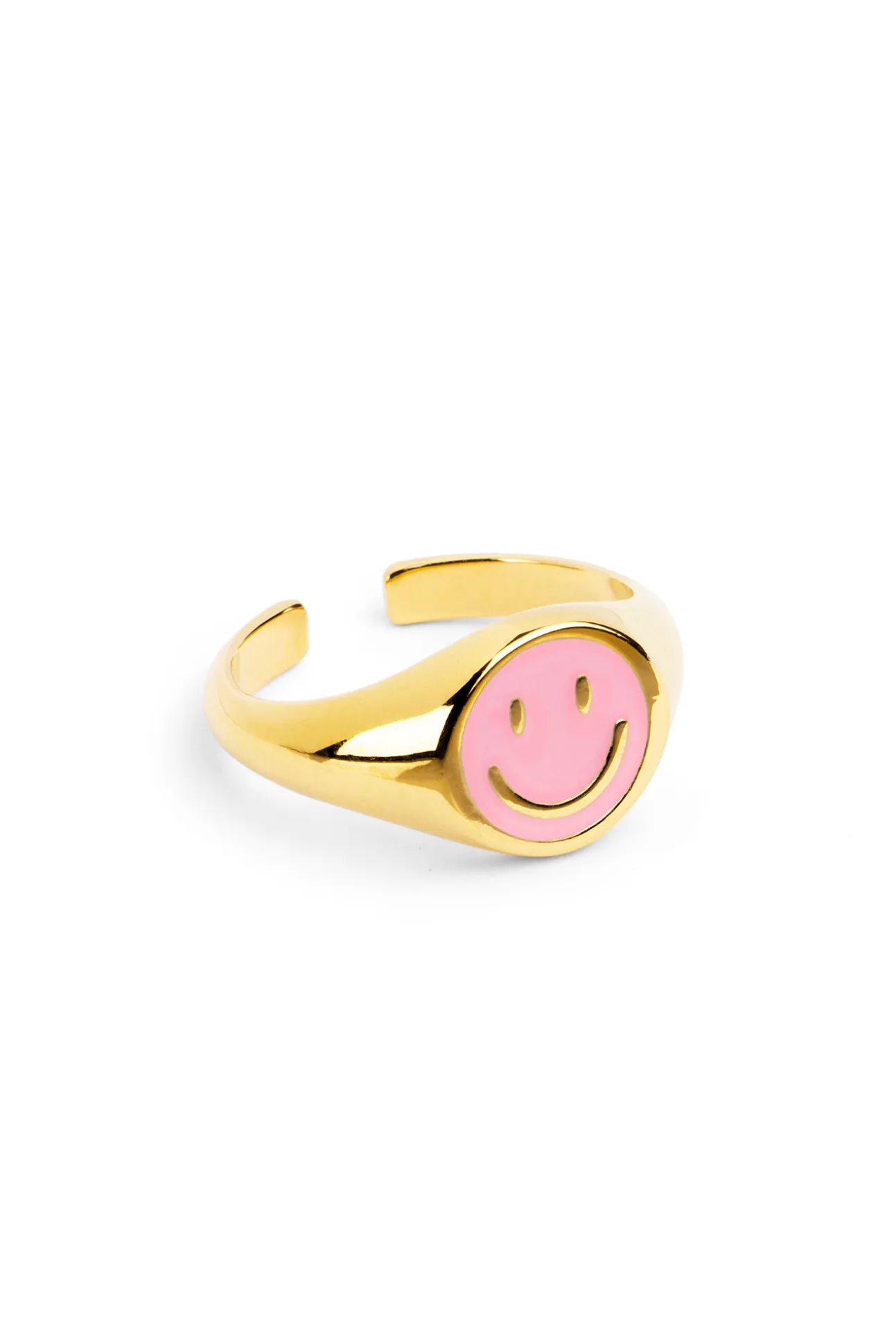 Anillo Smiley Rose Enamel Baño Oro