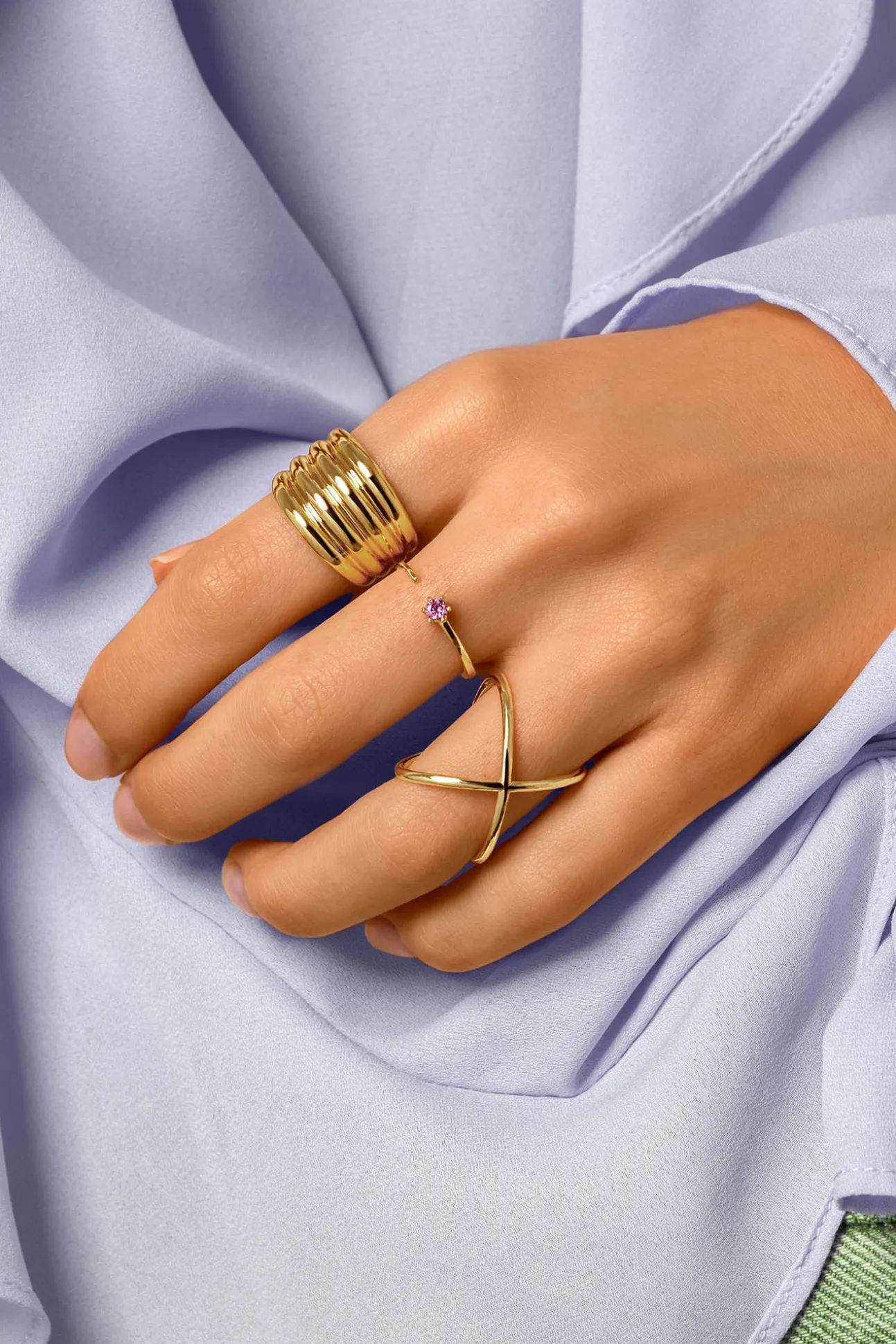 Anillo Sophie Lavande Plata Baño Oro