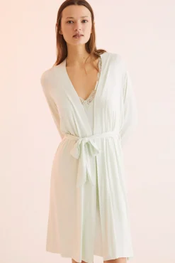 Bata Midi Encaje Verde
