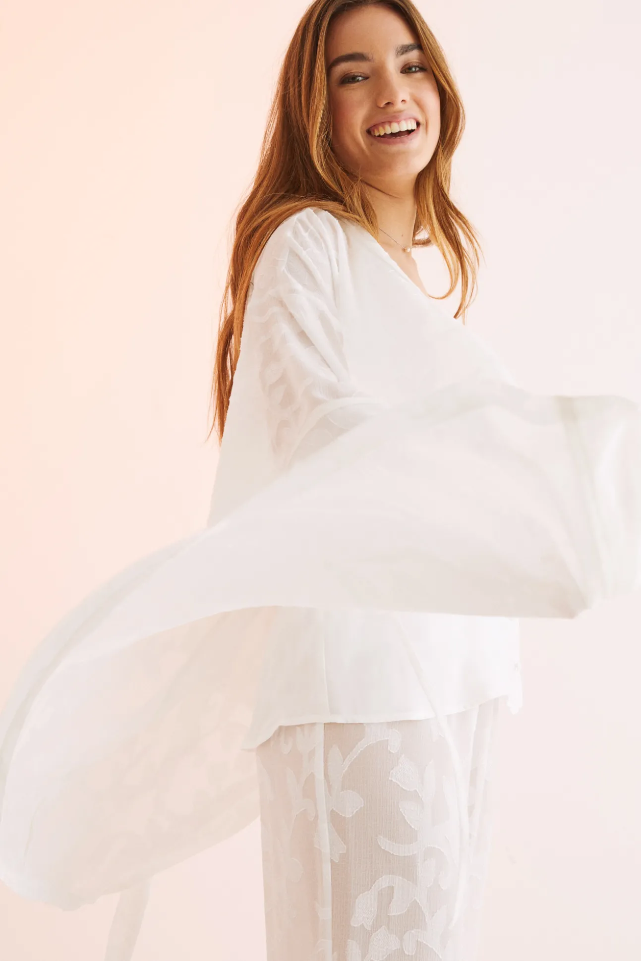Bata Midi Jacquard Blanco