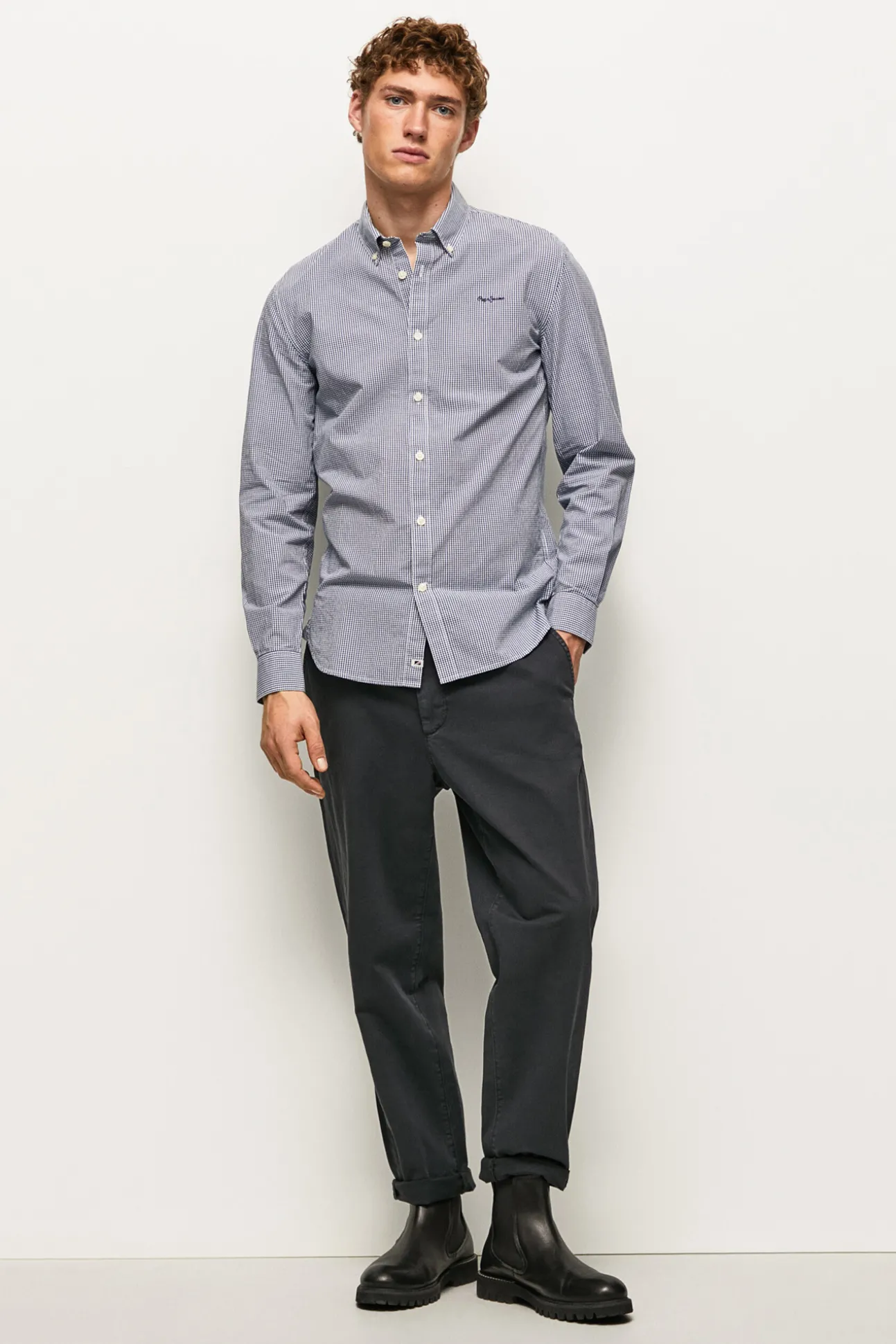 Camisa De Algodon De Cuadros Slim Fit.