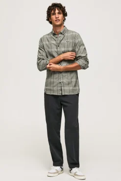 Camisa De Algodon De Cuadros Slim Fit