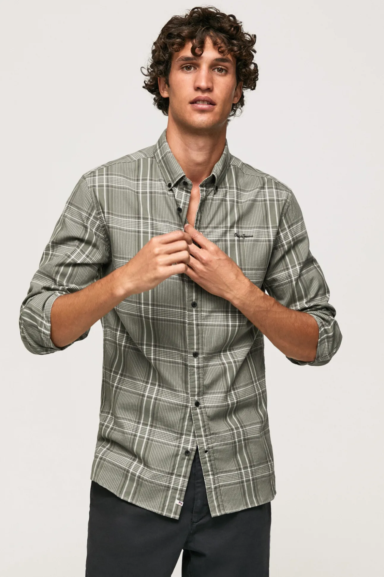 Camisa De Algodon De Cuadros Slim Fit