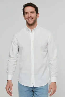 Camisa De Algodon Unicolor Slim Fit.
