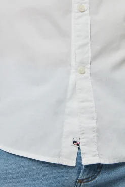 Camisa De Algodon Unicolor Slim Fit.