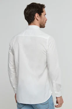 Camisa De Algodon Unicolor Slim Fit.