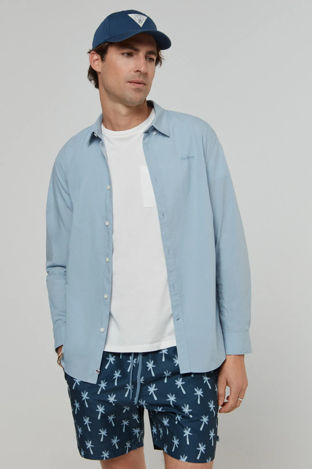 Camisa De Algodon Unicolor Slim Fit.