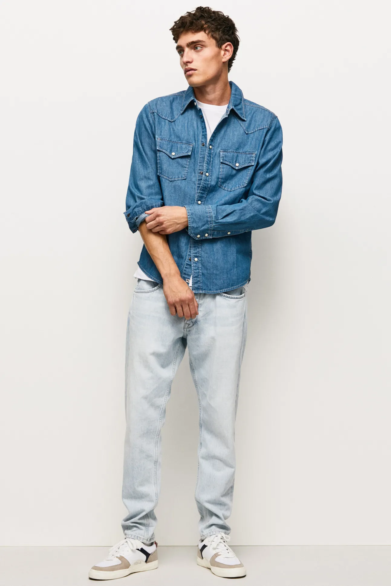 Camisa Denim De Hombre Manga Larga.