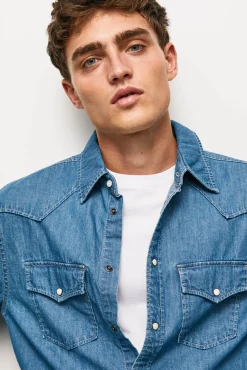 Camisa Denim De Hombre Manga Larga.