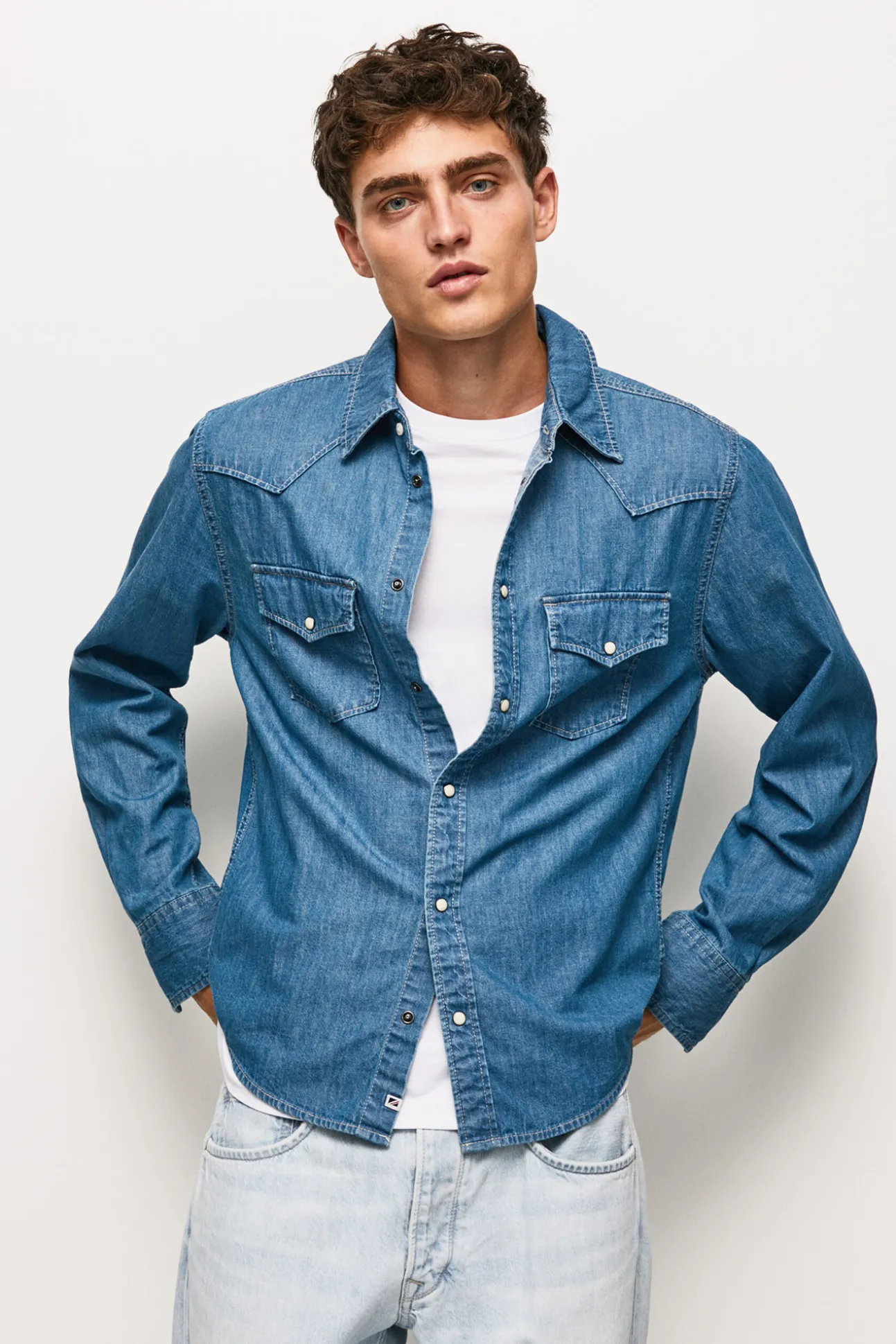 Camisa Denim De Hombre Manga Larga.