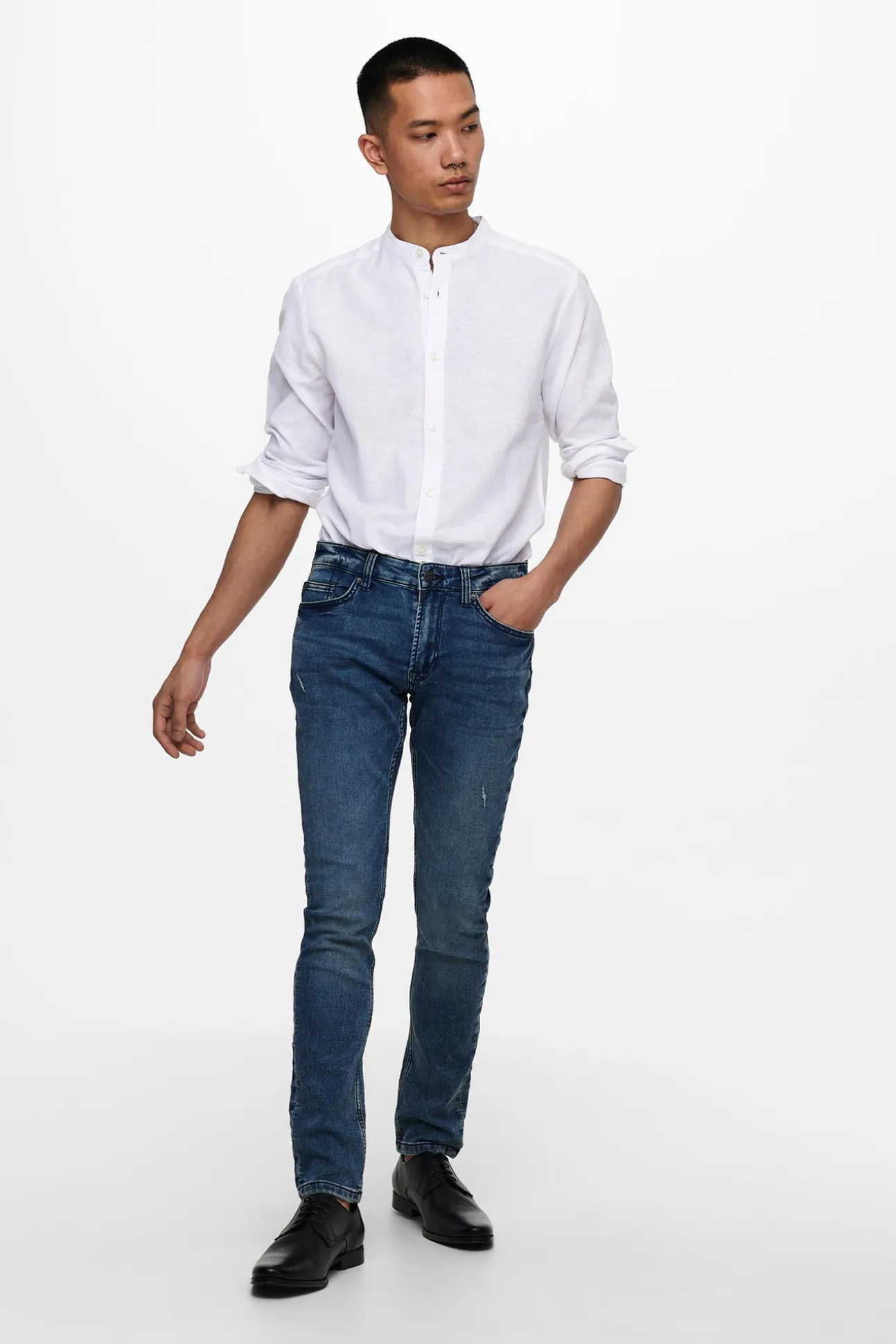 Camisa Lino Cuello Mao
