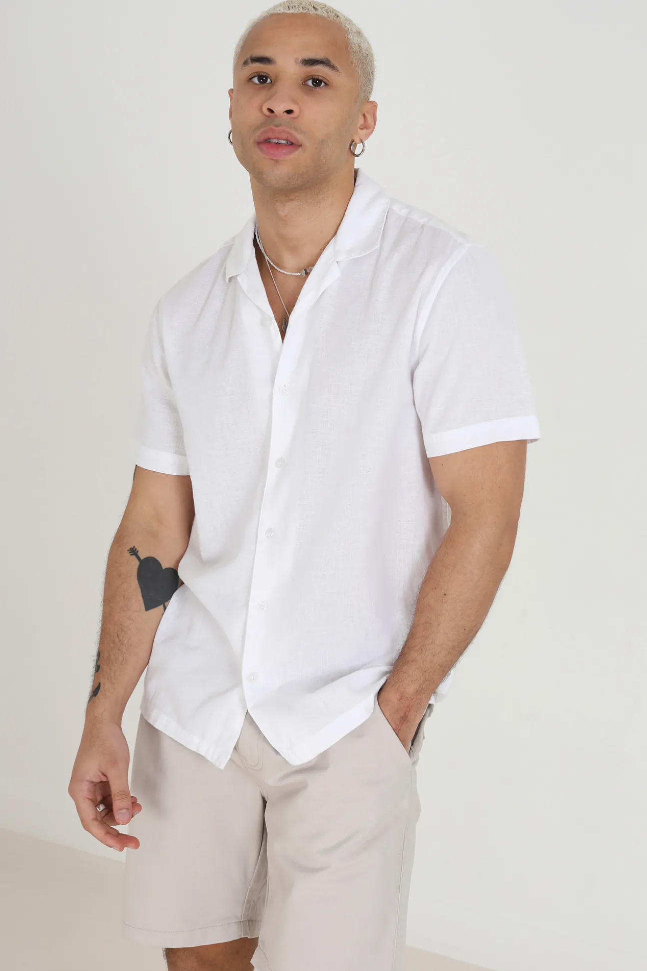 Camisa Lino Lisa Manga Corta