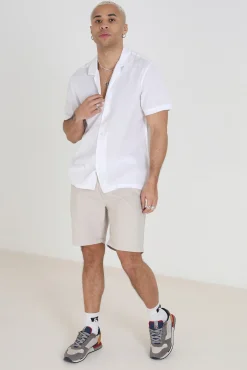 Camisa Lino Lisa Manga Corta