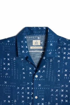 Camisa Lino Manga Corta Estampado Patch
