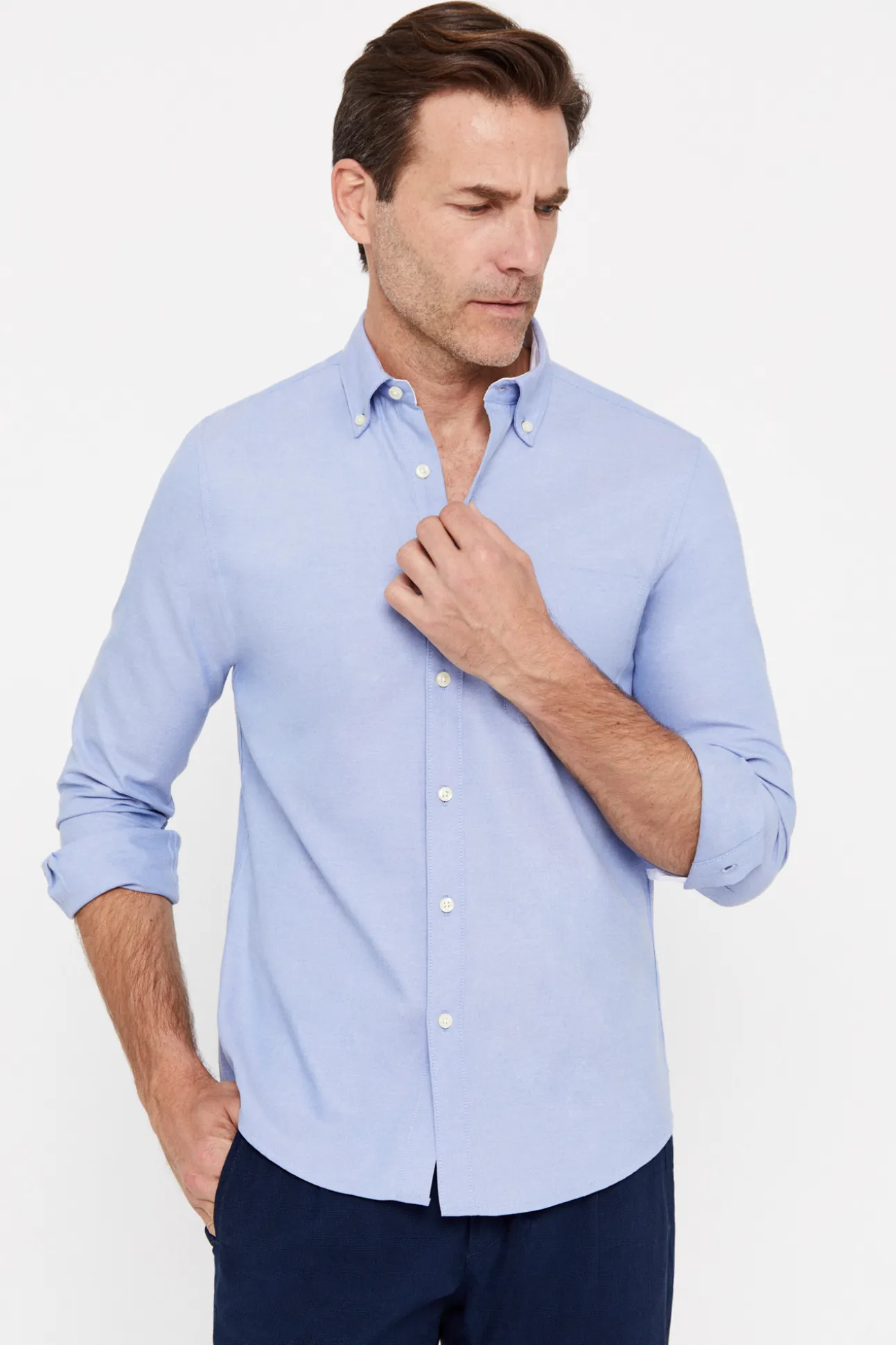 Camisa Oxford Liso Facil Plancha