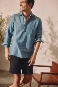 Camisa Polera Lino Manga Larga