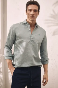Camisa Polera Lino Manga Larga