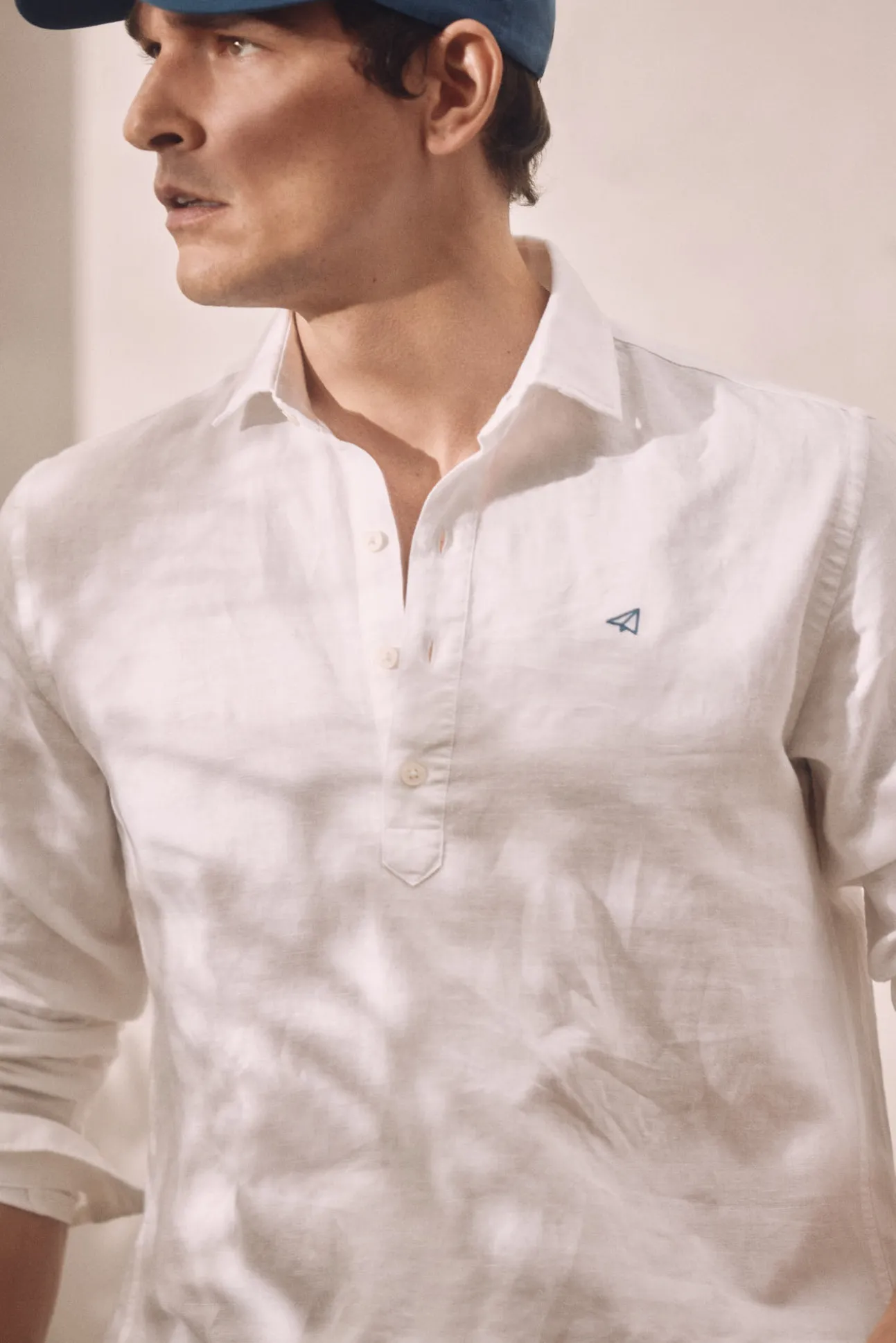 Camisa Polera Lino Manga Larga