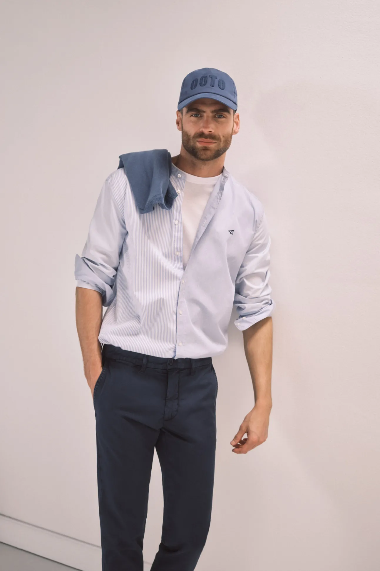 Camisa Slim Cuello Mao Estampado Rayas