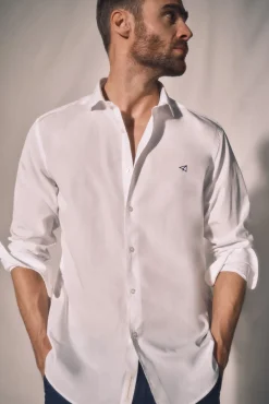 Camisa Slim Lisa Manga Larga