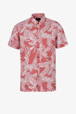 Camisa Slub Regular Fit Estampado Hojas