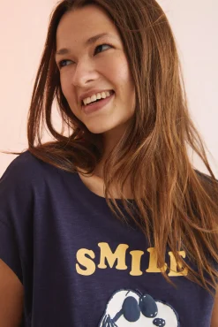 Camiseta Algodon Manga Corta Snoopy Navy
