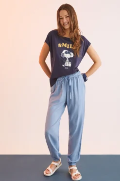 Camiseta Algodon Manga Corta Snoopy Navy