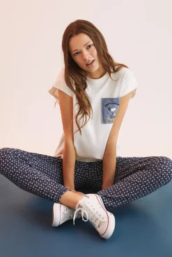 Camiseta Algodon Manga Corta Snoopy Marfil