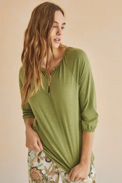 Camiseta Manga Larga 100% Algodon Verde