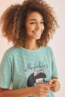 Camison 100% Algodon Mafalda Rayas Verde