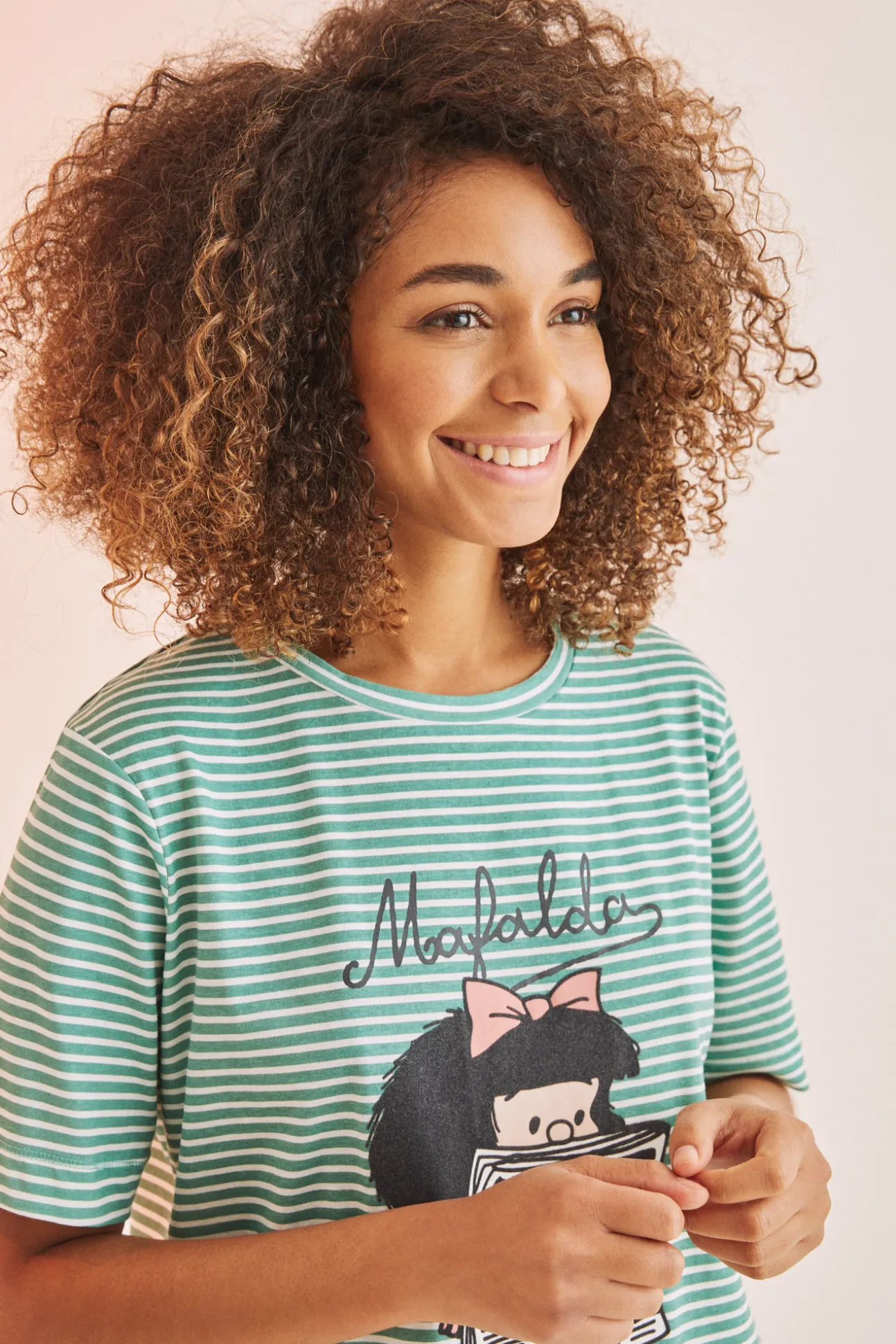 Camison 100% Algodon Mafalda Rayas Verde