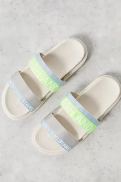 Chanclas Tiras Logo Azul/ Lima