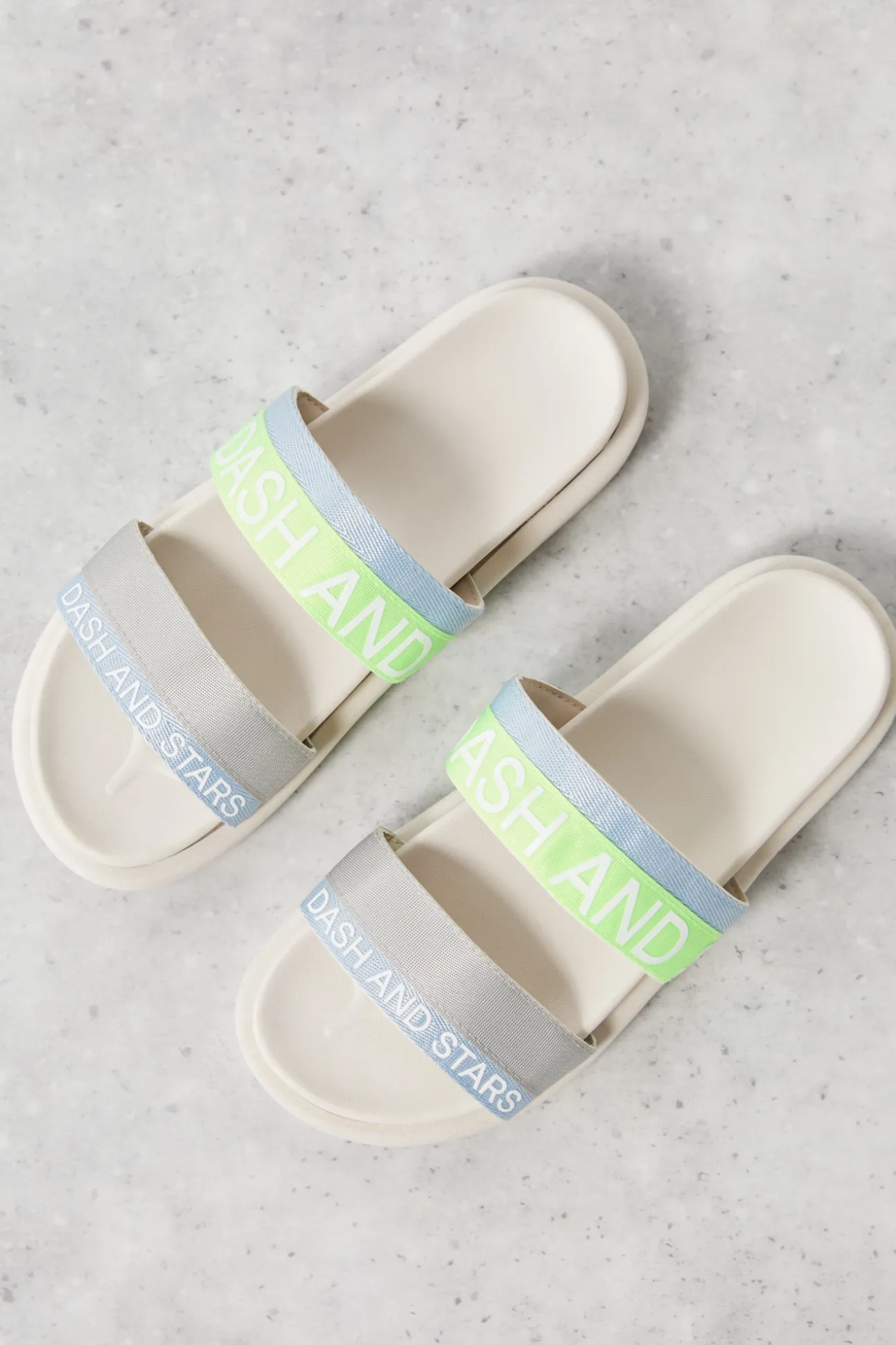 Chanclas Tiras Logo Azul/ Lima