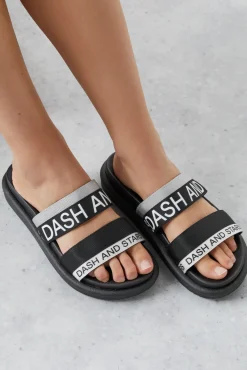 Chanclas Tiras Logo Gris