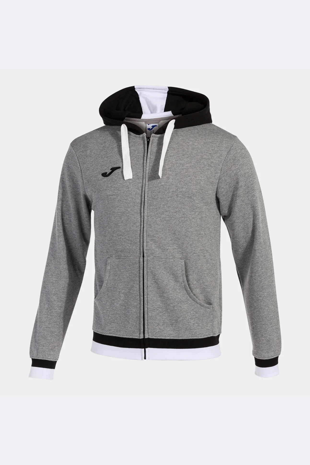 Chaqueta Con Capucha Confort Gris Melange Negro