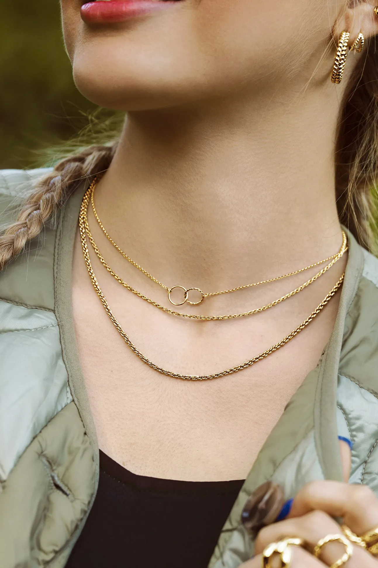 Collar Circles Twist Baño Oro
