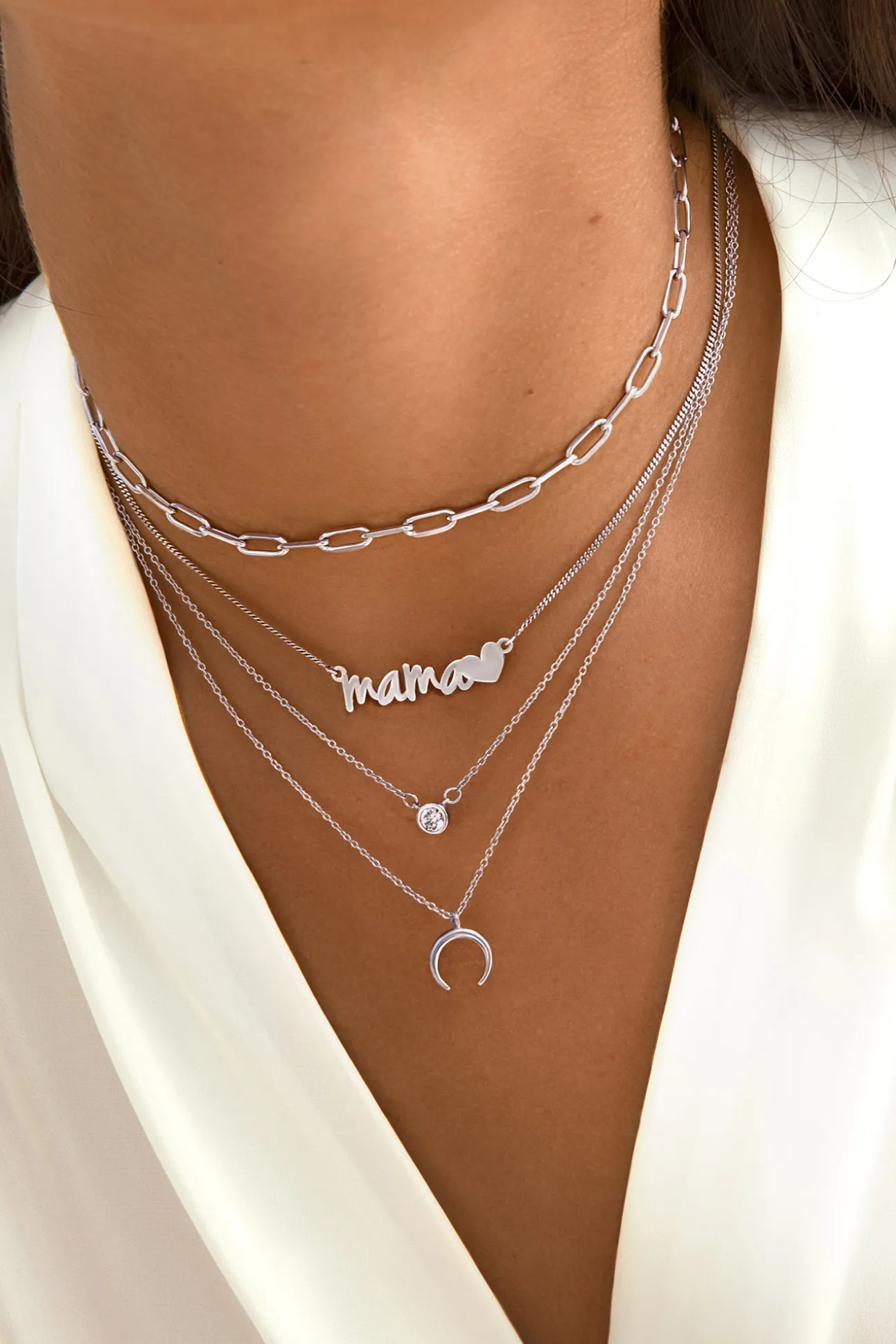 Collar Mama Heart Plata