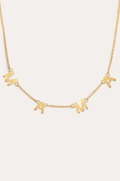 Collar Mama Letters Plata Baño Oro