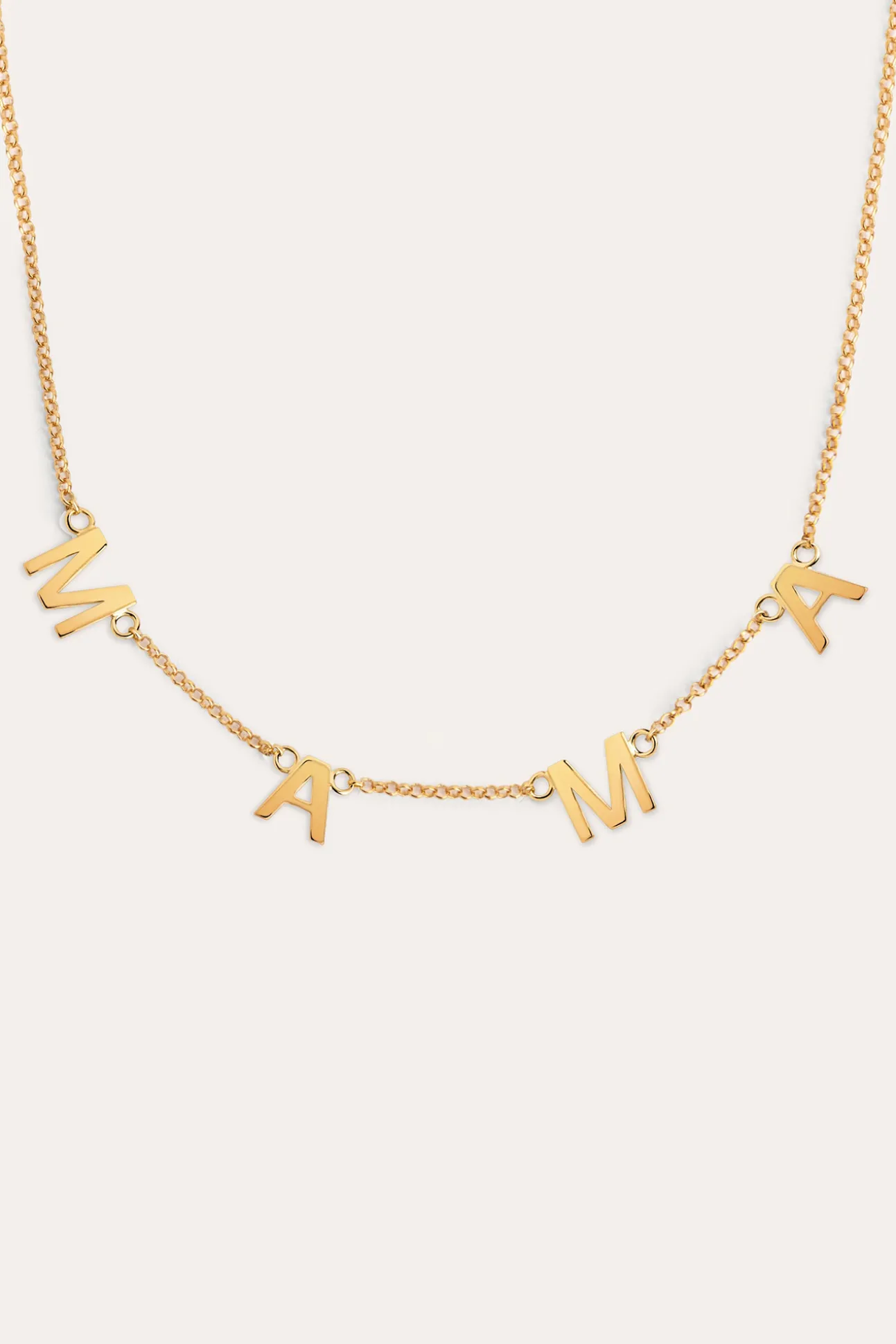 Collar Mama Letters Plata Baño Oro