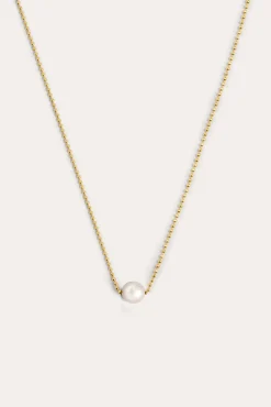 Collar Single Pearl Plata Baño Oro