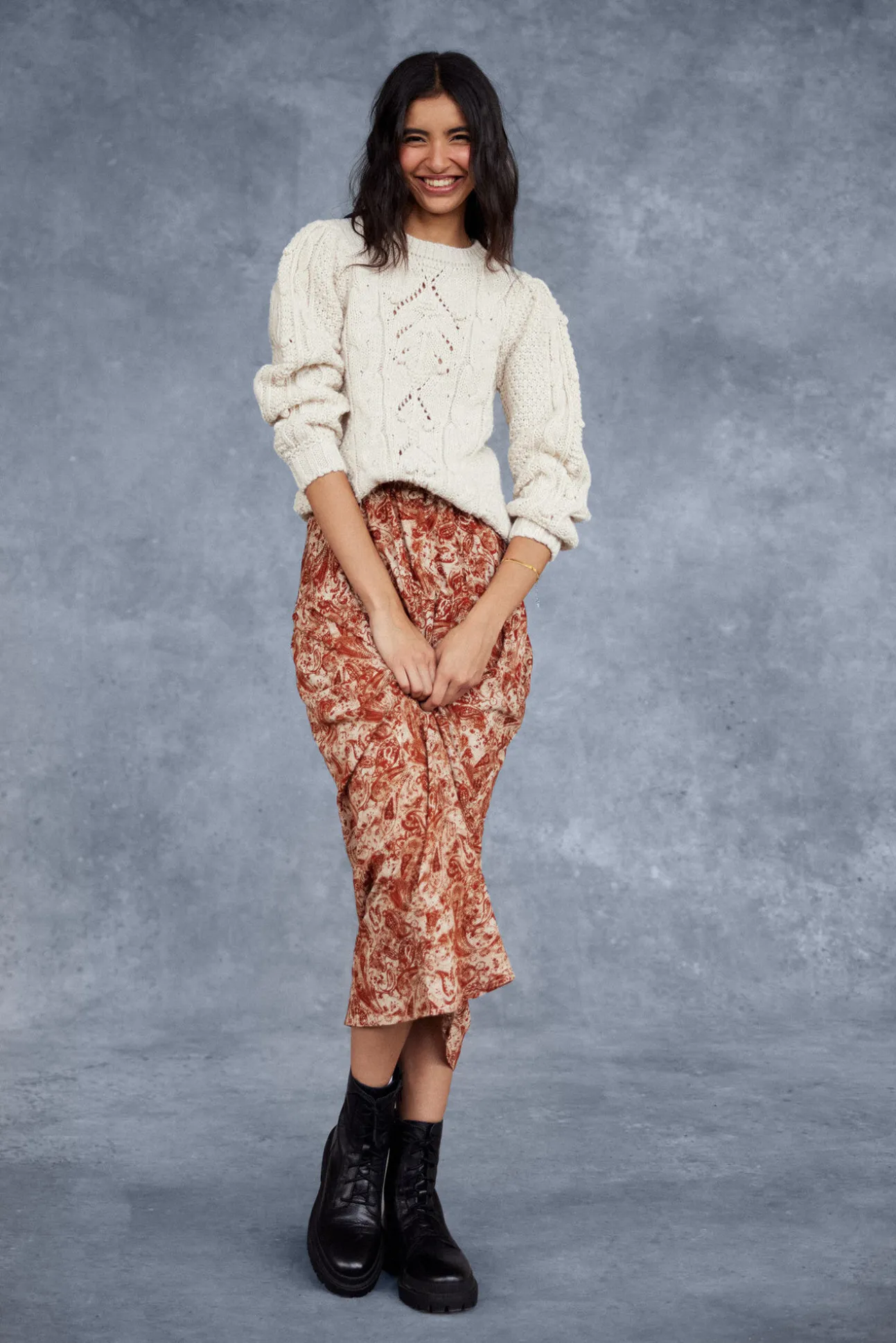 Falda Capa Estampada Con Frunces