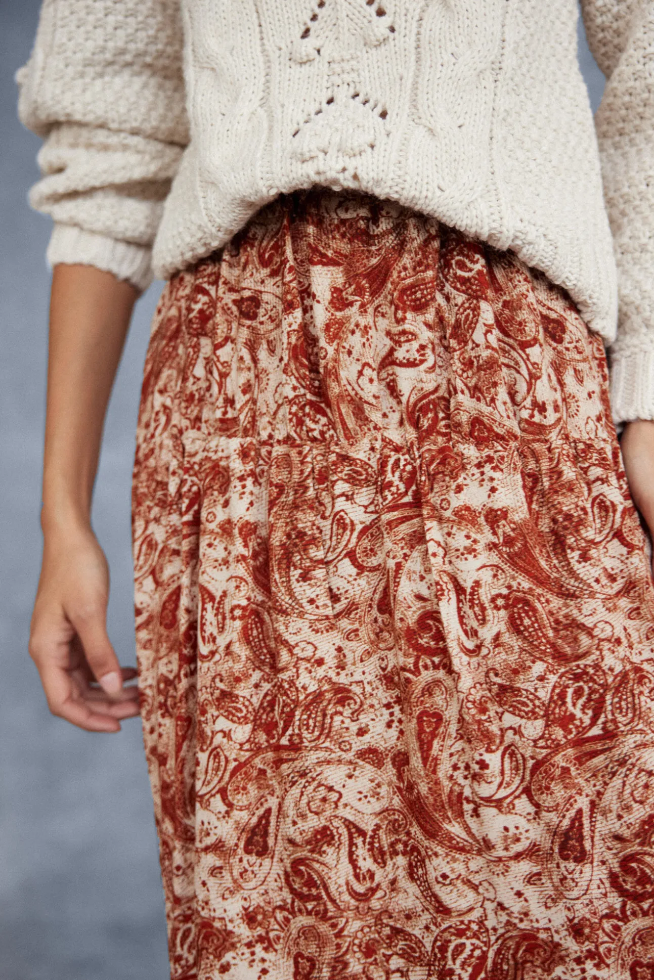 Falda Capa Estampada Con Frunces