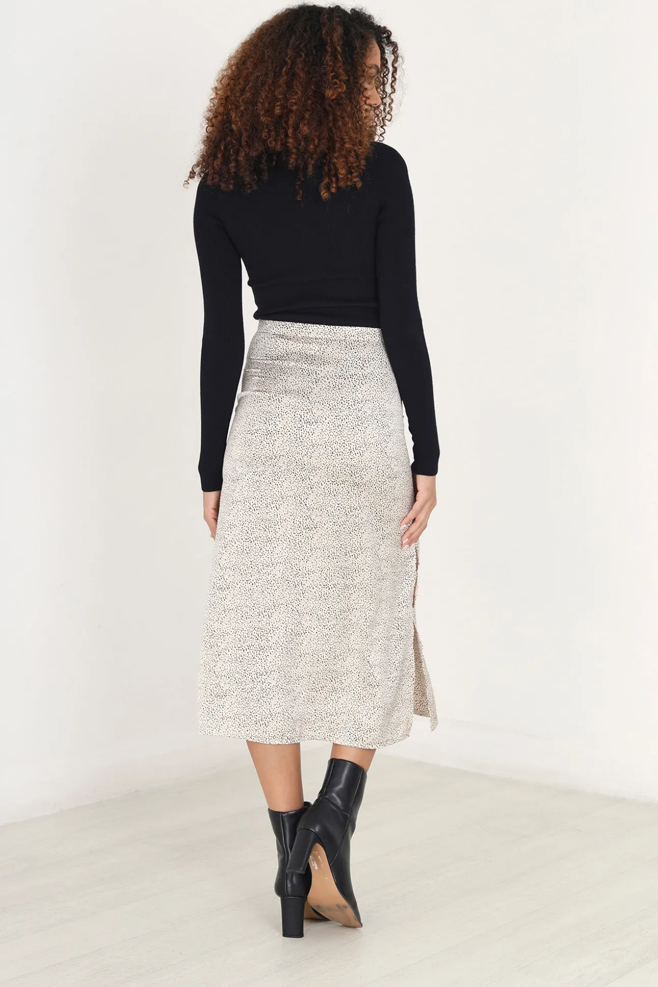 Falda Maxi Con Print De Puntos