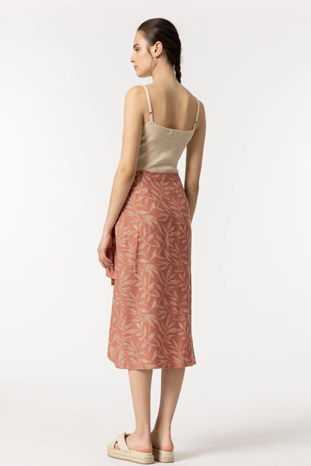 Falda Midi Cruzada Con Nudo Estampada
