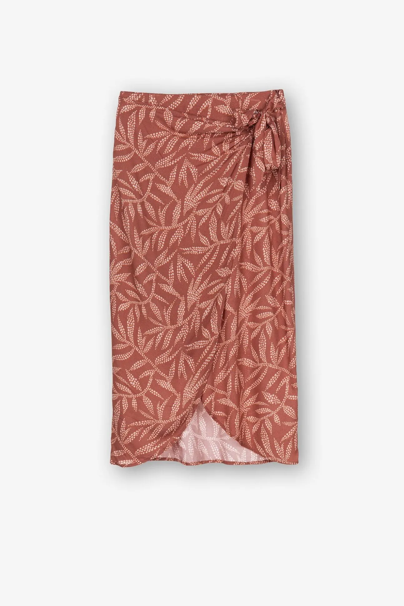 Falda Midi Cruzada Con Nudo Estampada