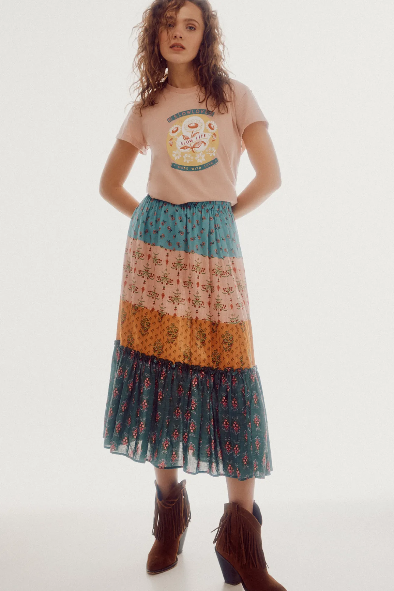 Falda Midi Estampada